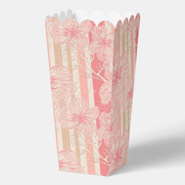 Apricot peach pink floral striped pattern favor boxes (Front)
