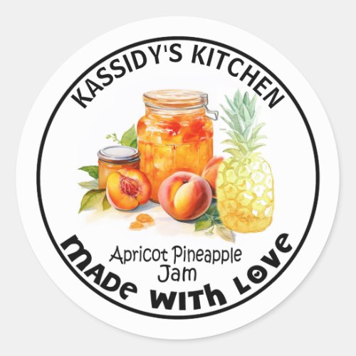 Apricot Pineapple Jam Canning Classic Round Sticker