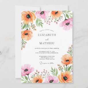 Apricot Pink Alluring Spring Wedding Invitation