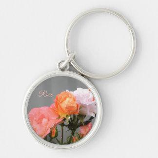 Apricot, Pink and Orange Roses *Personalize* Keychain