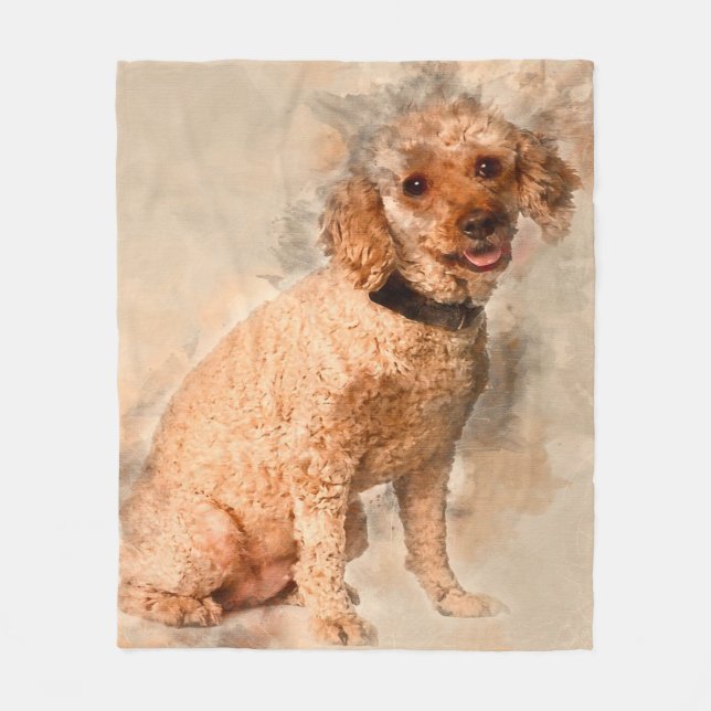 Apricot Poodle 7 Years Old- Cute Lover Gift Fleece Blanket (Front)