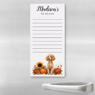 Apricot Poodle Autumn To Do List Magnetic Notepad