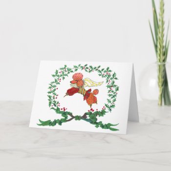 Apricot Poodle Barking For Joy! Holiday Card by edentities at Zazzle