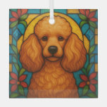 Apricot Poodle Dog &quot;Stained Glass&quot;  Glass Ornament