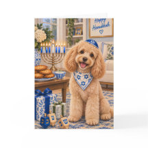 Apricot Poodle Menorah Jewish Hanukkah Dog