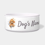 Apricot Poodle puppy Ceramic Pet Bowl<br><div class="desc">Apricot Poodle puppy,  editable Name</div>