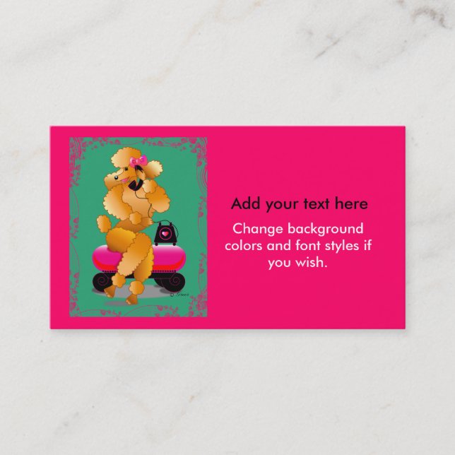Apricot Poodle Retro Style Business Cards (Front)