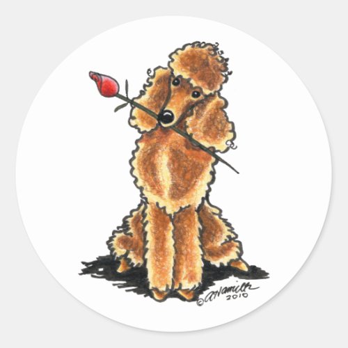 Apricot Poodle Sweetheart Valentines Classic Round Sticker
