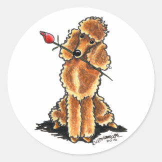 Apricot Poodle Sweetheart Valentines Classic Round Sticker