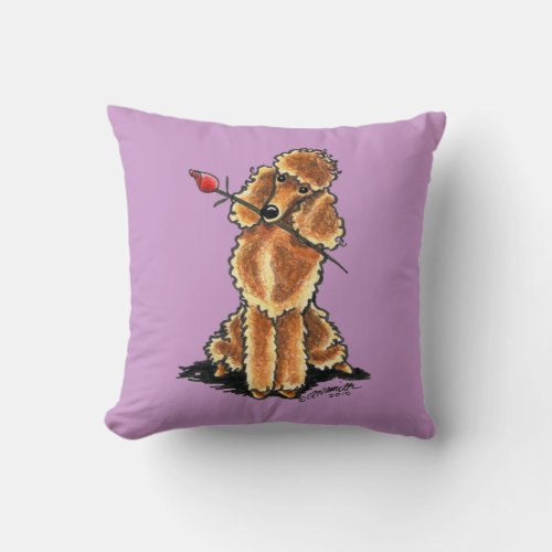 Apricot Poodle Sweetheart Valentines Throw Pillow