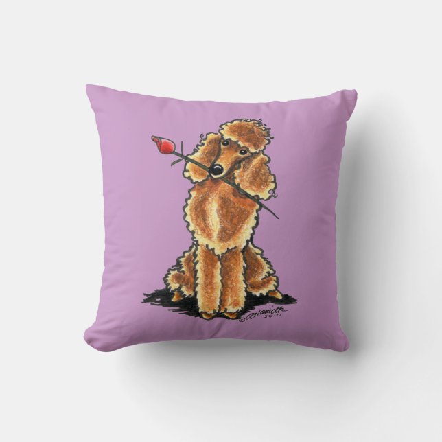 Apricot Poodle Sweetheart Valentines Throw Pillow (Front)