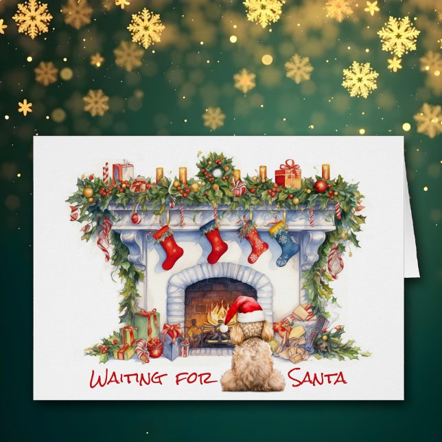 Apricot Poodle Wait on Santa Christmas Fireplace (Creator Uploaded)