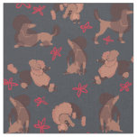 Apricot Poodles on a Charcoal Background Fabric