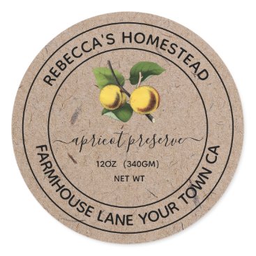 Apricot Preserve Kraft Paper Canning Jar Labels