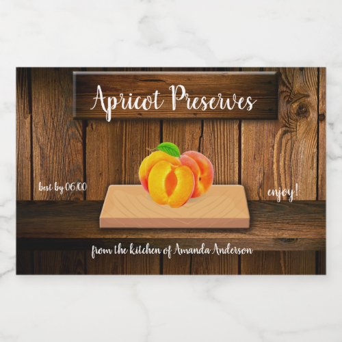 Apricot Preserves Rustic Wood Label 3x2