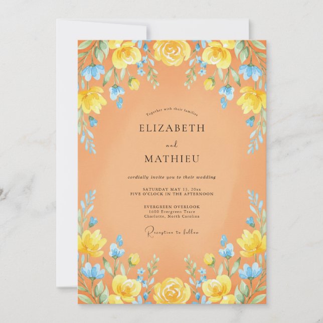 Apricot Radiant Summer Wedding Invitation (Front)