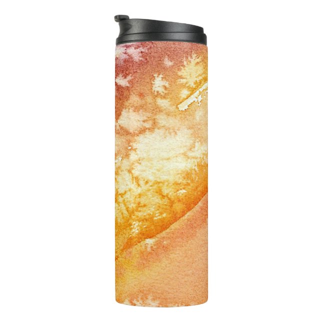 Apricot Rose Abstract Design Thermal Tumbler (Rotated Right)