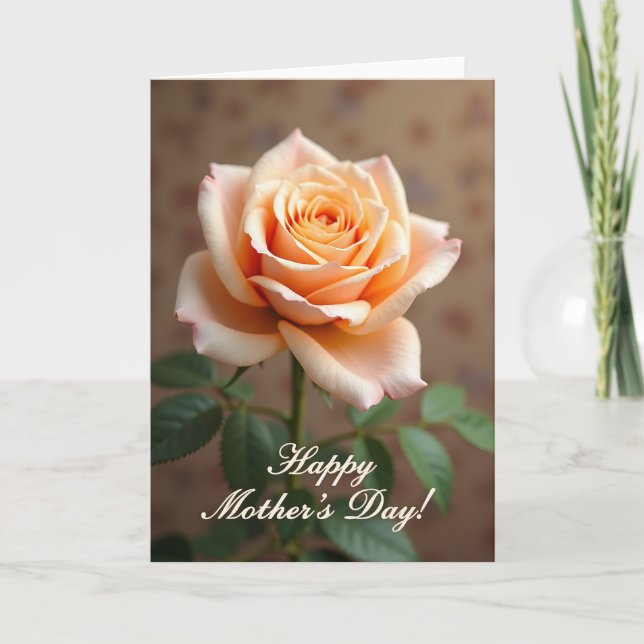 Apricot Rose Mothers Day Card (Front)