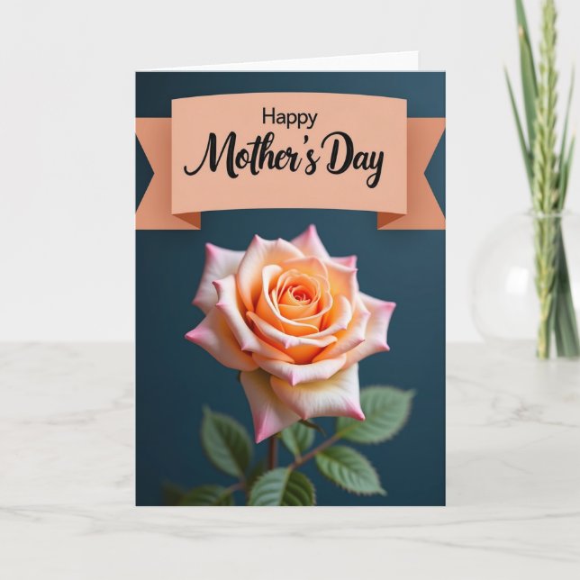 Apricot Rose Mothers Day Greeting Card (Front)