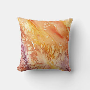 Apricot Rose Watercolor Pillow