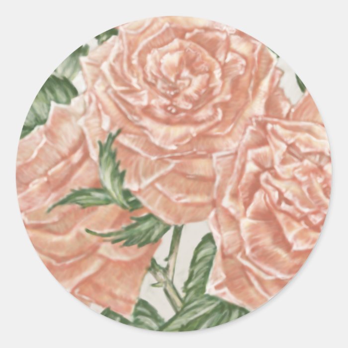 Apricot Roses Flower Garden Painting Stickers