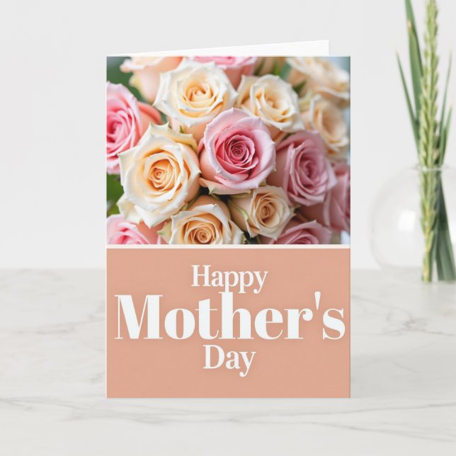 Apricot Roses Mothers Day Card (Front)