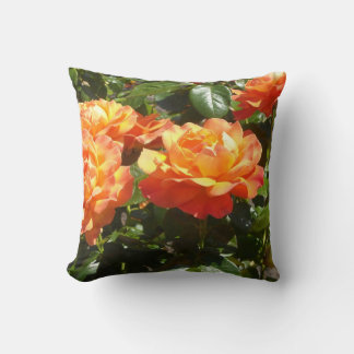 Apricot Roses Throw Pillow