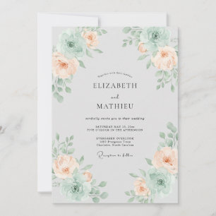Apricot Seafoam Petal Wedding Invitation