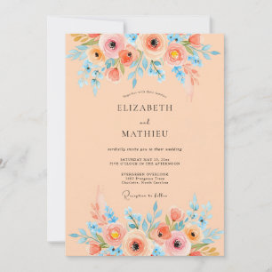 Apricot Serene Watercolor Wedding Invitation
