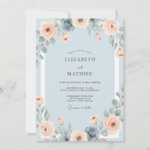 Apricot Sky Peony Wedding Invitation