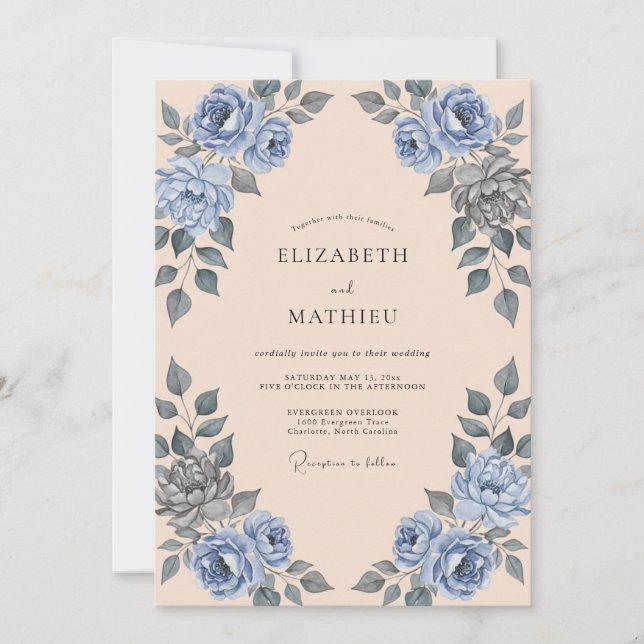 Apricot Slate Dusty Rose Wedding Invitation (Front)