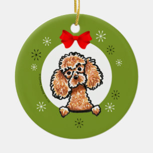 Apricot Toy Poodle Christmas Classic Ceramic Ornament