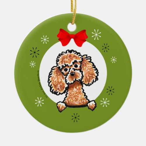 Apricot Toy Poodle Christmas Classic Ceramic Ornament