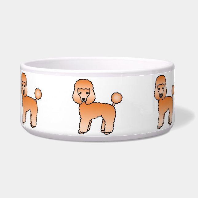 Apricot Toy Poodle Cute Cartoon Dog Bowl (Front)