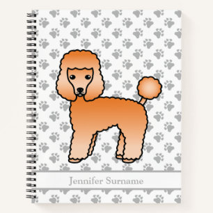 Apricot Toy Poodle Cute Cartoon Dog & Custom Text Notebook