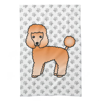 Apricot Toy Poodle Cute Cartoon Dog Kitchen Towel