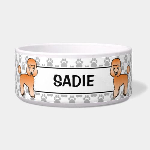 Apricot Toy Poodle Cute Cartoon Dog  Name Bowl