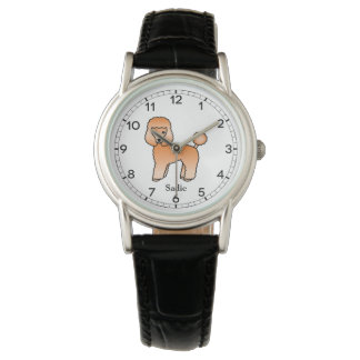 Apricot Toy Poodle Cute Cartoon Dog &amp; Name Watch