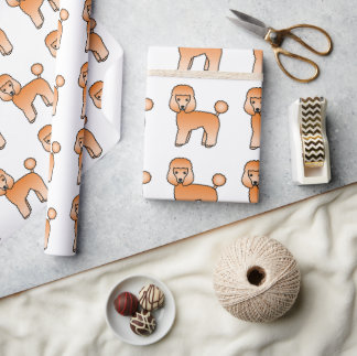 Apricot Toy Poodle Cute Cartoon Dog Pattern Wrapping Paper