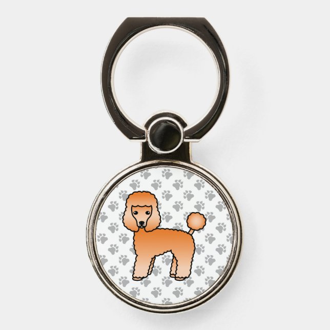 Apricot Toy Poodle Cute Cartoon Dog Phone Ring Stand (Front)