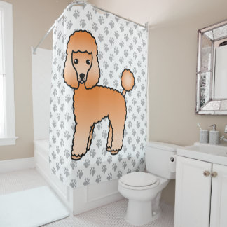 Apricot Toy Poodle Cute Cartoon Dog Shower Curtain