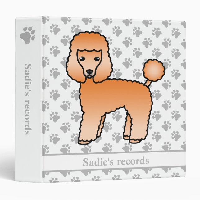 Apricot Toy Poodle Cute Cartoon Dog & Text 3 Ring Binder (Front/Spine)