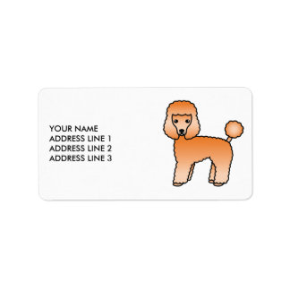 Apricot Toy Poodle Cute Cartoon Dog &amp; Text Label
