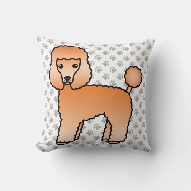 Apricot Toy Poodle Cute Cartoon Dog Throw Pillow (Front)