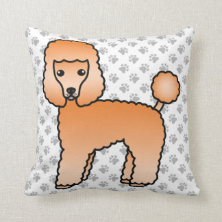 Apricot Toy Poodle Cute Cartoon Dog Throw Pillow