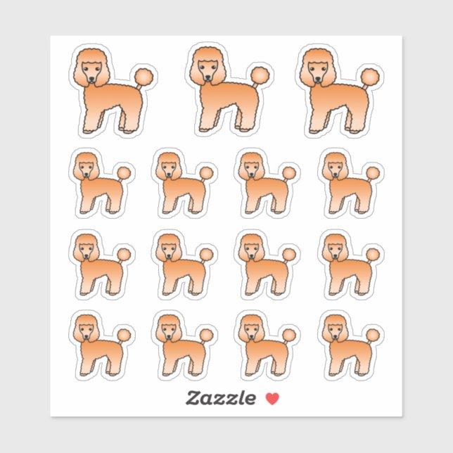 Apricot Toy Poodle Cute Cartoon Dogs Sticker (Sheet)