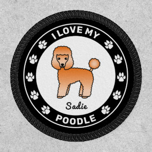 Apricot Toy Poodle Dog I Love My Poodle & Name Patch