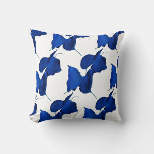 Apricot Tree Blue Leaves Cushion Throw Pillow