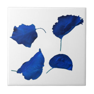Apricot Tree Dark Royal Blue Leaves  Ceramic Tile