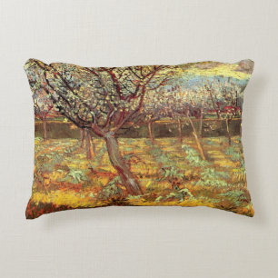 Apricot Trees in Blossom by Vincent van Gogh Accent Pillow